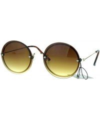 Round Womens Oceanic Lens Rimless Round Hippie Groovy Sunglasses - Brown - C017YQHZ443 $14.04
