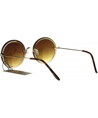 Round Womens Oceanic Lens Rimless Round Hippie Groovy Sunglasses - Brown - C017YQHZ443 $14.04