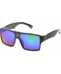 Shield 'Costa' Rectangle Fashion Sunglasses - Green-blue - C511ORPUR63 $20.56