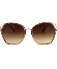 Butterfly Womens Luxury Diva Double Rim Butterfly Designer Sunglasses - Gold Beige Brown - C818AH949QH $13.53