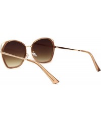 Butterfly Womens Luxury Diva Double Rim Butterfly Designer Sunglasses - Gold Beige Brown - C818AH949QH $13.53