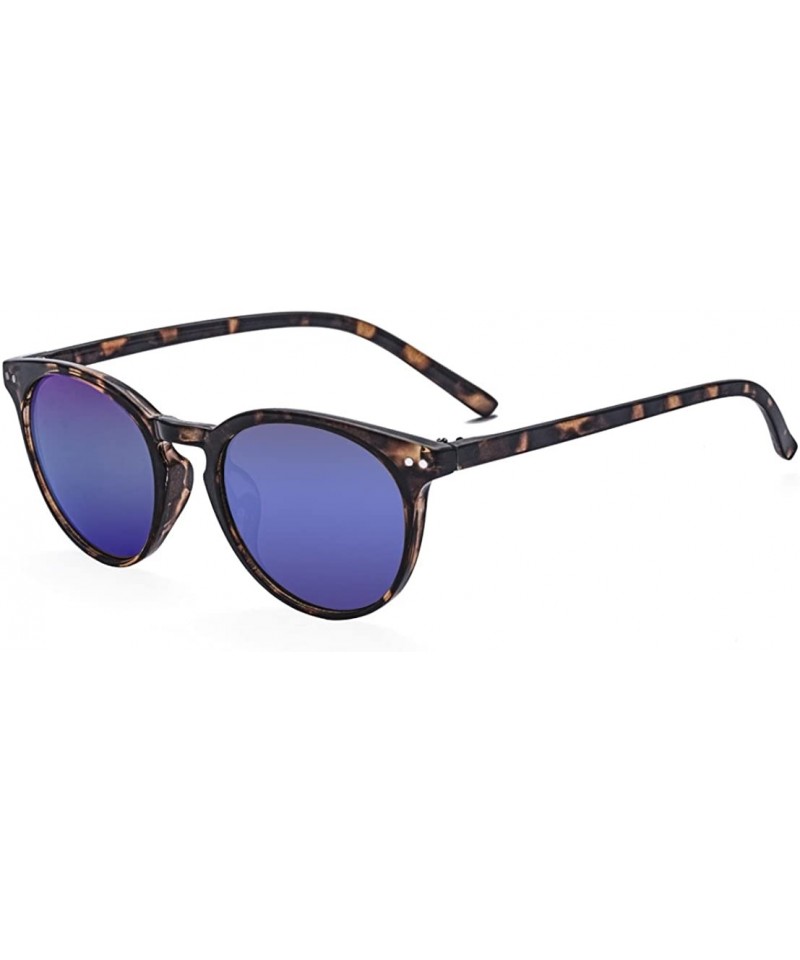 Round Vintage Inspired Small Round Sunglasses for Men or Women - Tortoise Blue - CF18DUT5S3E $19.31
