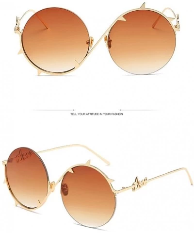 Rimless Oversized Round Circle Mirrored Hippie Hipster Male Lady Fashion Retro Sunglasses - Metal Frame - Tea - C918CTEQQHQ $...