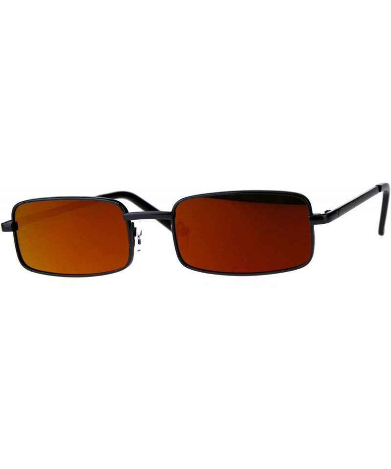 Rectangular Perfect Rectangular Sunglasses Unisex Fashion Metal Frame Mirror Lens UV 400 - Gunmetal (Orange Mirror) - CP18EHO...