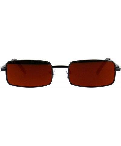 Rectangular Perfect Rectangular Sunglasses Unisex Fashion Metal Frame Mirror Lens UV 400 - Gunmetal (Orange Mirror) - CP18EHO...