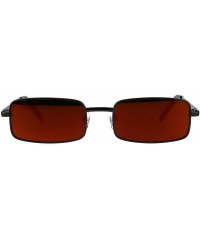 Rectangular Perfect Rectangular Sunglasses Unisex Fashion Metal Frame Mirror Lens UV 400 - Gunmetal (Orange Mirror) - CP18EHO...