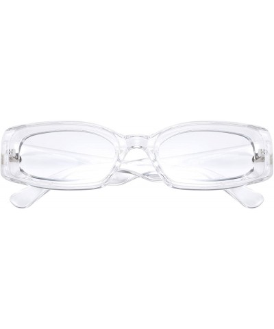 Goggle Creative Rectangle Sunglasses Women Fashion Thick Frame UV400 Protection B2462 - Transparent - CV18LWXCC04 $10.57
