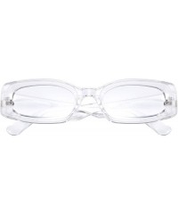 Goggle Creative Rectangle Sunglasses Women Fashion Thick Frame UV400 Protection B2462 - Transparent - CV18LWXCC04 $10.57