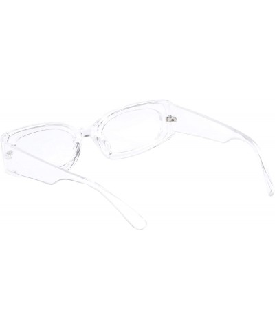 Goggle Creative Rectangle Sunglasses Women Fashion Thick Frame UV400 Protection B2462 - Transparent - CV18LWXCC04 $10.57