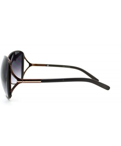 Womens Fan Frame Oversized Metal Butterfly Sunglasses - Brown - CN11YHV14HD