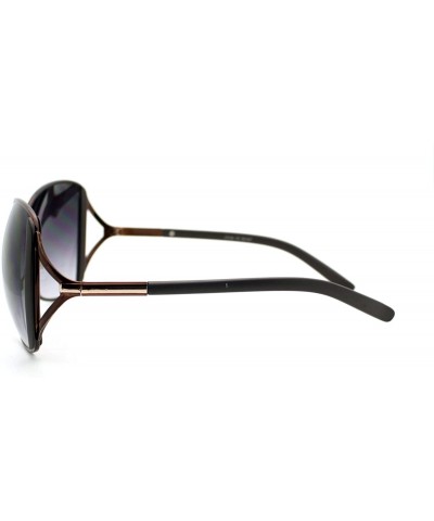 Butterfly Womens Fan Frame Oversized Metal Butterfly Sunglasses - Brown - CN11YHV14HD $13.39