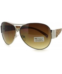 Aviator Women's Aviator Sunglasses Full Frame Heart Design Aviators - Silver Beige - CT11QURKVSP $9.35