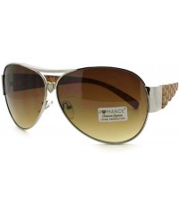 Aviator Women's Aviator Sunglasses Full Frame Heart Design Aviators - Silver Beige - CT11QURKVSP $18.69