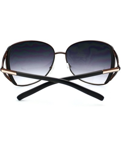 Butterfly Womens Fan Frame Oversized Metal Butterfly Sunglasses - Brown - CN11YHV14HD $13.39