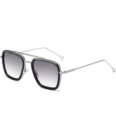 Round Polarized Sunglasses for Men Women Retro Aviator Square Goggle Classic Alloy Frame HERO SJ1126 - CS18AOW58DG $29.78