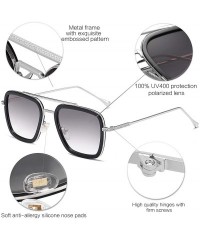Round Polarized Sunglasses for Men Women Retro Aviator Square Goggle Classic Alloy Frame HERO SJ1126 - CS18AOW58DG $11.12