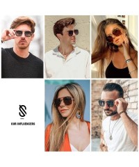 Round Polarized Sunglasses for Men Women Retro Aviator Square Goggle Classic Alloy Frame HERO SJ1126 - CS18AOW58DG $11.12