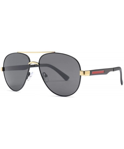 Square Explosive metal polarized sunglasses men's trend riding driving sunglasses - Gold Grey C2 - CI19058L8S8 $31.95