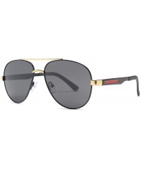 Square Explosive metal polarized sunglasses men's trend riding driving sunglasses - Gold Grey C2 - CI19058L8S8 $31.12