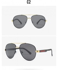 Square Explosive metal polarized sunglasses men's trend riding driving sunglasses - Gold Grey C2 - CI19058L8S8 $31.12