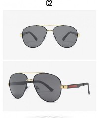 Square Explosive metal polarized sunglasses men's trend riding driving sunglasses - Gold Grey C2 - CI19058L8S8 $16.60