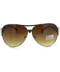 Aviator Women's Aviator Sunglasses Full Frame Heart Design Aviators - Silver Beige - CT11QURKVSP $18.69