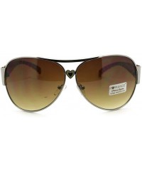 Aviator Women's Aviator Sunglasses Full Frame Heart Design Aviators - Silver Beige - CT11QURKVSP $9.35