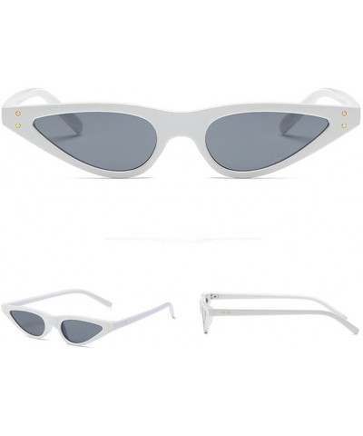 Goggle Fashion Vintage Narrow Cat Eye Retro Unisex UV400 Glasses for Women Clout Goggles Plastic Frame - A - CO180GYTASU $10.65