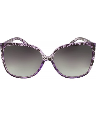 Shield Lace Work Shield Fashion Sunglasses - Purple - C611G3L602J $8.79