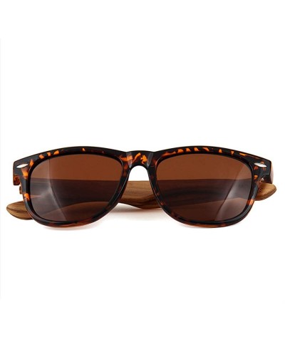 Oval Real Wood Polarized Sunglasses - Zebra Wood Wanderer With Brown Lenses - CO1949QDS9I $49.13