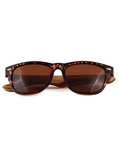 Oval Real Wood Polarized Sunglasses - Zebra Wood Wanderer With Brown Lenses - CO1949QDS9I $22.57