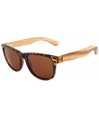 Oval Real Wood Polarized Sunglasses - Zebra Wood Wanderer With Brown Lenses - CO1949QDS9I $22.57