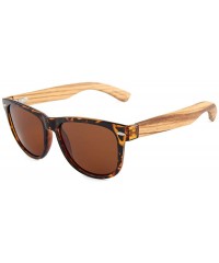 Oval Real Wood Polarized Sunglasses - Zebra Wood Wanderer With Brown Lenses - CO1949QDS9I $22.57