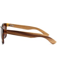 Oval Real Wood Polarized Sunglasses - Zebra Wood Wanderer With Brown Lenses - CO1949QDS9I $22.57