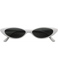 Goggle Slim Small Cateye 90's Hype Fashion MOD Narrow Oval Pointy Clout Thin Sunglasses - White Frame W/ Black Lens - C918K73...