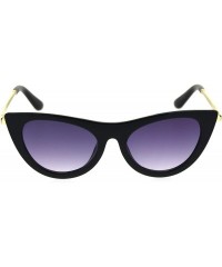 Cat Eye Womens Mod Metal Arm Chic Gothic Plastic Cat Eye Sunglasses - Smoke - C918R632NAD $11.59