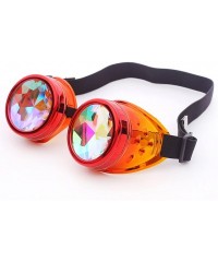 Wrap Kaleidoscope Steampunk Rave Glasses Goggles with Rainbow Crystal Glass Lens - Red-orange - CU18GLNQW3N $11.24