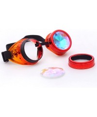 Wrap Kaleidoscope Steampunk Rave Glasses Goggles with Rainbow Crystal Glass Lens - Red-orange - CU18GLNQW3N $11.24