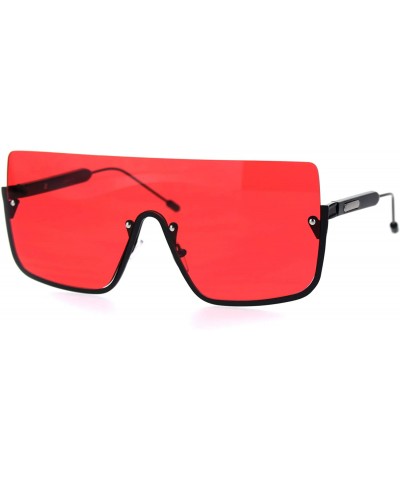 Oversized Funky Upside Down Half Rim Shield Rectangular Sunglasses - Black Red - C118T63QS5M $16.27