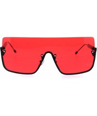 Oversized Funky Upside Down Half Rim Shield Rectangular Sunglasses - Black Red - C118T63QS5M $16.27