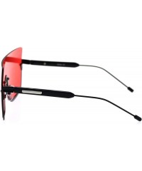 Oversized Funky Upside Down Half Rim Shield Rectangular Sunglasses - Black Red - C118T63QS5M $16.27