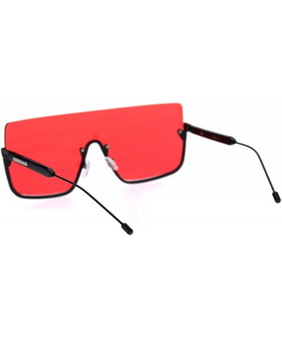 Oversized Funky Upside Down Half Rim Shield Rectangular Sunglasses - Black Red - C118T63QS5M $16.27