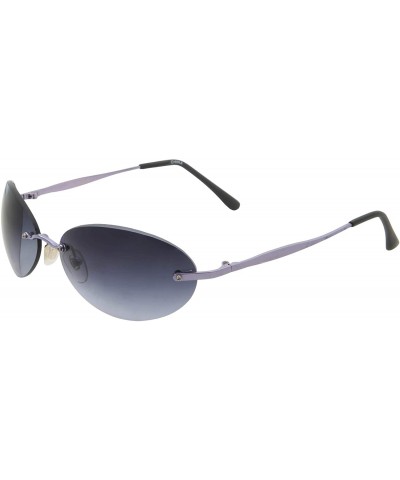 Oval Men's Rimless Sunglasses - Matrix Morpheus NEO Type Costume Black Round Oval - Purple Gradient - CO18Y0YLT7Y $14.72
