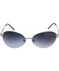 Oval Men's Rimless Sunglasses - Matrix Morpheus NEO Type Costume Black Round Oval - Purple Gradient - CO18Y0YLT7Y $14.72