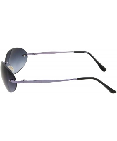 Oval Men's Rimless Sunglasses - Matrix Morpheus NEO Type Costume Black Round Oval - Purple Gradient - CO18Y0YLT7Y $14.72