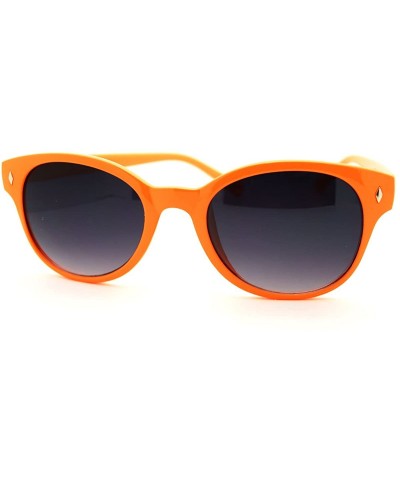 Round Womens Sunglasses Classic Round Horn Rim Thin Frame Diamond Shape Pins - Orange - CR11DWEKLWF $7.28