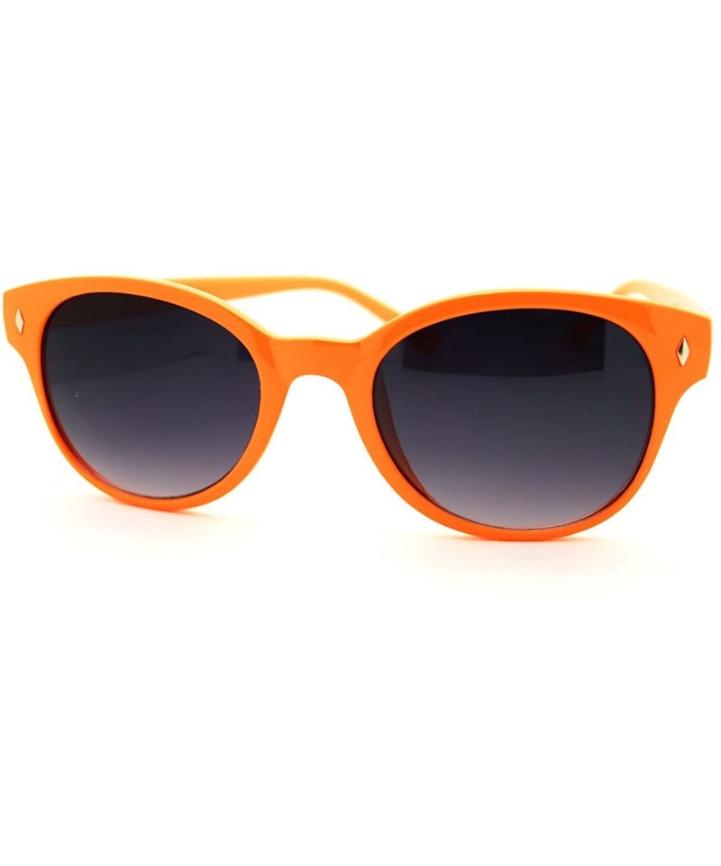 Round Womens Sunglasses Classic Round Horn Rim Thin Frame Diamond Shape Pins - Orange - CR11DWEKLWF $7.28