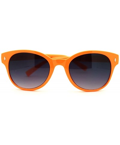 Round Womens Sunglasses Classic Round Horn Rim Thin Frame Diamond Shape Pins - Orange - CR11DWEKLWF $7.28