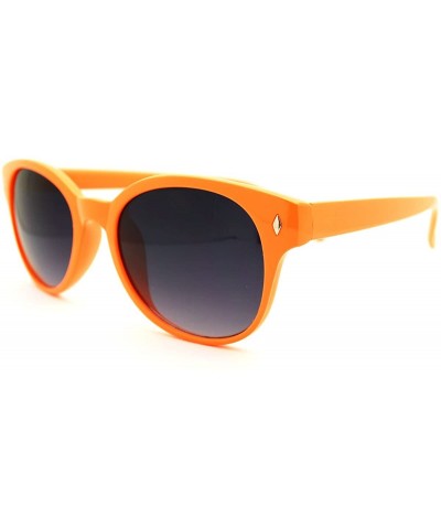 Round Womens Sunglasses Classic Round Horn Rim Thin Frame Diamond Shape Pins - Orange - CR11DWEKLWF $7.28