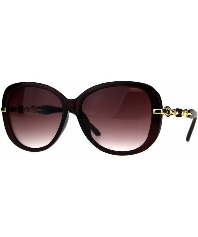 Butterfly Oversize Diva Designer Jewel Chain Arm Luxury Womens Sunglasses - Burgundy Smoke - CL180OW48II $14.39